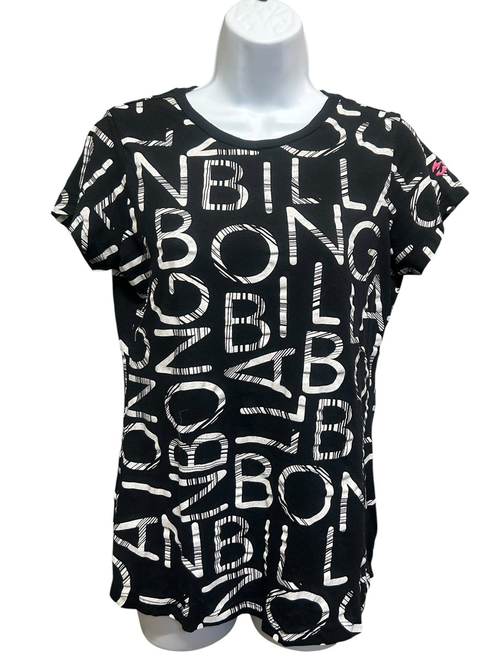 Billabong Black White Logo T-shirt Top Size L